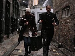 Gillian MacGregor and Paul O'Neill in Nikola Tesla and the End of the World (2015)