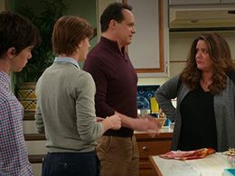 Diedrich Bader, Katy Mixon, Daniel DiMaggio, and Logan Pepper in American Housewife (2016)