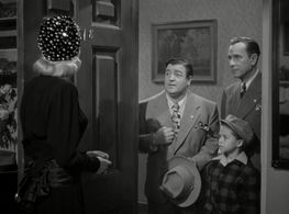 Bud Abbott, Lou Costello, Joan Shawlee, and Beverly Simmons in Buck Privates Come Home (1947)