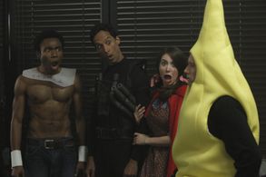 Greg Cromer, Alison Brie, Danny Pudi, and Donald Glover in Community (2009)
