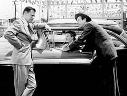 Mary Carroll, Jim Hayward, and Tony Randall in No Down Payment (1957)