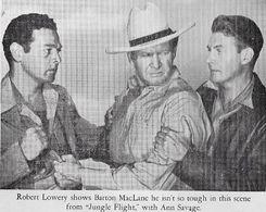 Robert Kent, Robert Lowery, and Barton MacLane in Jungle Flight (1947)
