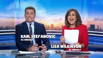 Lisa Wilkinson and Karl Stefanovic in Sharknado 5: Global Swarming (2017)