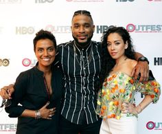 Fawzia Mira, Mark Hood, and Sari Sanchez at Outfest Los Angeles 2017