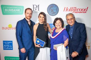 Carolina Espiro wins Best Comedy for The Avon Lady at Burbank Intʻl Film Festival. Red Carpet