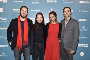 Shane Boris, Joanna Natasegara, Petra Costa, and Tiago Pavan at an event for The Edge of Democracy (2019)