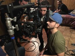 Petros Georgiadis and Bojan Vanovac while filming 'The Flower on the Road'