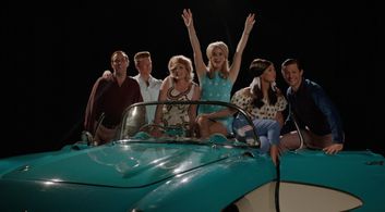 Rob Mills, Christie Whelan Browne, Kate Ryerson, Joel Jackson, and Chelsea Brown in Peter Allen: Not the Boy Next Door (