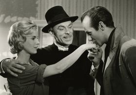 Bibi Andersson, Jarl Kulle, and Nils Poppe in The Devil's Eye (1960)