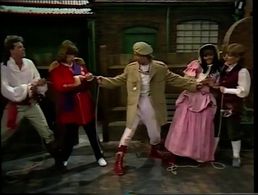 Jeannie Crowther, Kim Goody, Sandi Toksvig, Nick Staverson, and Pierre Hollins in No 73 (1982)