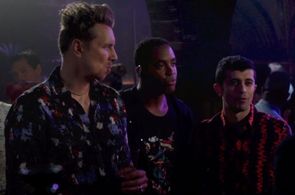 Dax Shepard, Dah-uh Morrow, and Behzad Dabu in The Good Place (2016)