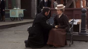 Tamara Hope and Jonny Harris in Murdoch Mysteries (2008)