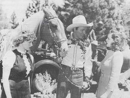 Roy Rogers, Ann Gillis, Ruth Terry, and Trigger in Man from Music Mountain (1943)