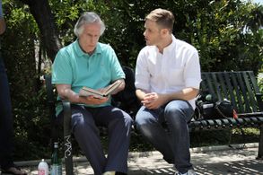 Director Bryan Fox and Henry Winkler on the set of Dissonance.