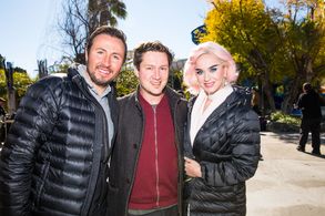 Mathew Cullen, Till Nowak, Katy Perry on the set of the music video 