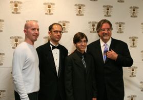 Matt Groening, David X. Cohen, and Vincent Martella at an event for Futurama: Bender's Big Score (2007)