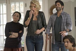 Jenna Elfman, Stephen Schneider, Nicholas Coombe, and Matreya Scarrwener in Imaginary Mary (2017)