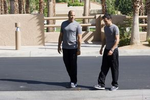 Conroe Brooks and Andres Baez on the set of The Unknown