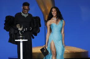 Billy Porter and Michaela Jaé (MJ) Rodriguez at an event for The 73rd Primetime Emmy Awards (2021)