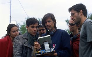 Rodrigo de la Serna, Gael García Bernal, Mía Maestro, Pablo Ramos, Walter Salles, and Julia Solomonoff in The Motorcycle