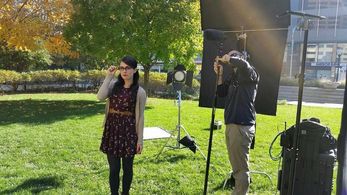 MaryLee on set of a CareFirst Commercial