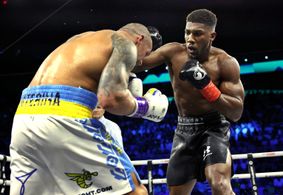 Anthony Joshua and Oleksandr Usyk in DAZN Boxing: WBO, WBA, IBF & Ring Magazine World Heavyweight Championships: Oleksan