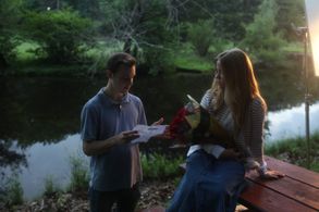 Kyle Misak on set with Rachel Faulkner