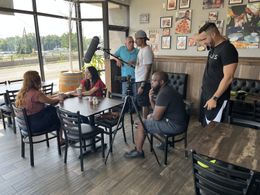 Tara Beavers on the set of Oculus