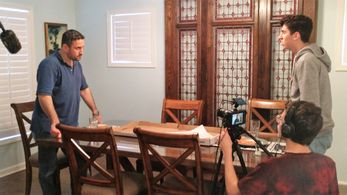 Eric Rosenberg and Tyler Palma on the set of 
