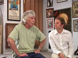 with L.Q. Jones, filming PASSION & POETRY - THE BALLAD OF SAM PECKINPAH (Los Angeles, 2003)