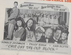 Ann Blyth, J. Edward Bromberg, Patric Knowles, Joel Kupperman, Donald O'Connor, Peggy Ryan, and Arthur Treacher in Chip 