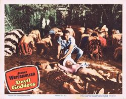Abel Fernandez, Angela Stevens, and Johnny Weissmuller in Devil Goddess (1955)