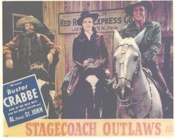 Buster Crabbe, Frances Gladwin, and Al St. John in Stagecoach Outlaws (1945)