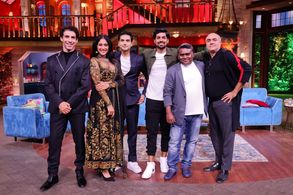 Rajit Kapoor, Regina Cassandra, Ishwak Singh, and Jim Sarbh in The Kapil Sharma Show: Your Honor & Rocket Boys (2022)