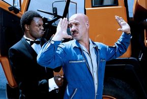 Otto Retzer and Michael Winslow in Three Crazy Jerks (1987)