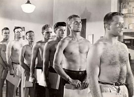 Tab Hunter, Valentin de Vargas, Robert Hover, Brett Halsey, and Clyde Hudkins Jr. in The Girl He Left Behind (1956)