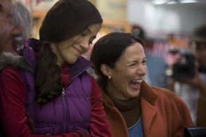 Lymari Nadal as America and Teresa Hernández as Paulina.
