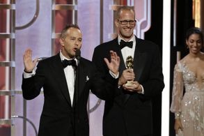 Pete Docter and Jonas Rivera at an event for 73rd Golden Globe Awards (2016)