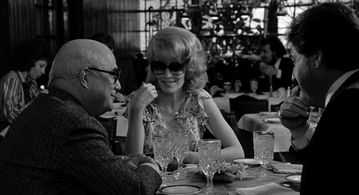 Mia Farrow, Nick Apollo Forte, and Gerald Schoenfeld in Broadway Danny Rose (1984)