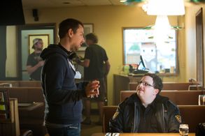 Brandon Hardesty with director Jay Martin on the set of 