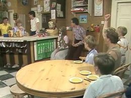 Patrick Doyle, Melvyn Hayes, Sandi Toksvig, Nick Staverson, and Michael Petry in No 73: Quiet (1983)