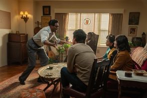 Colman Domingo, Lilli Kay, Ayana Workman, and Gus Halper in Rustin (2023)