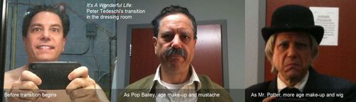 Peter Tedeschi is aged for two roles in It's A Wonderful Life