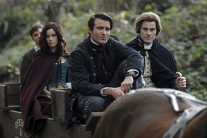 Abigail Spencer, Goran Visnjic, Curtis Caravaggio, and Matt Lanter in Timeless (2016)