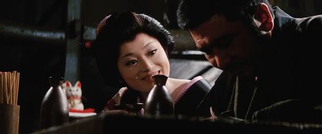 Yûko Hama and Shintarô Katsu in Zatoichi and the One-Armed Swordsman (1971)