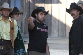 Christopher Devlin, Nicholas Podany, Gui Pereira and Joe Stevens on the set of 