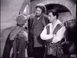 Archie Duncan, Richard Greene, and Ronald Howard in The Adventures of Robin Hood (1955)
