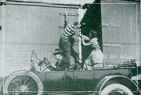 Clarence Burton and Helen Gibson in Crossed Wires (1915)