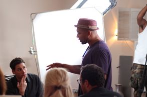 On set of LAID with writer and Director Sedrick Amar