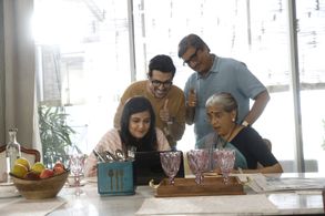 Raj Babbar, Ratna Pathak Shah, Raunaq Kamdar, and Sanah Kapoor in Happy Family Conditions Apply: Truth, Dare, And Dhamaa